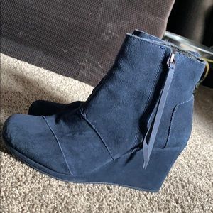 Toms Desert Wedge - navy blue suede